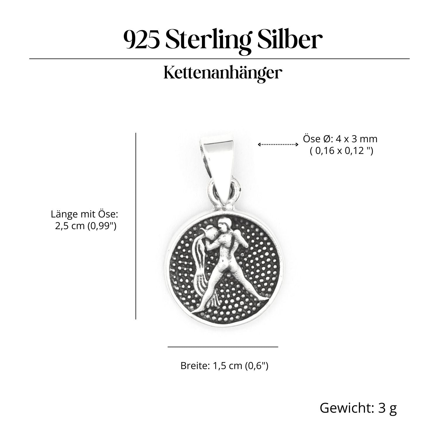 Sternzeichen Wassermann Silber 925 Anhänger edel eidseitig