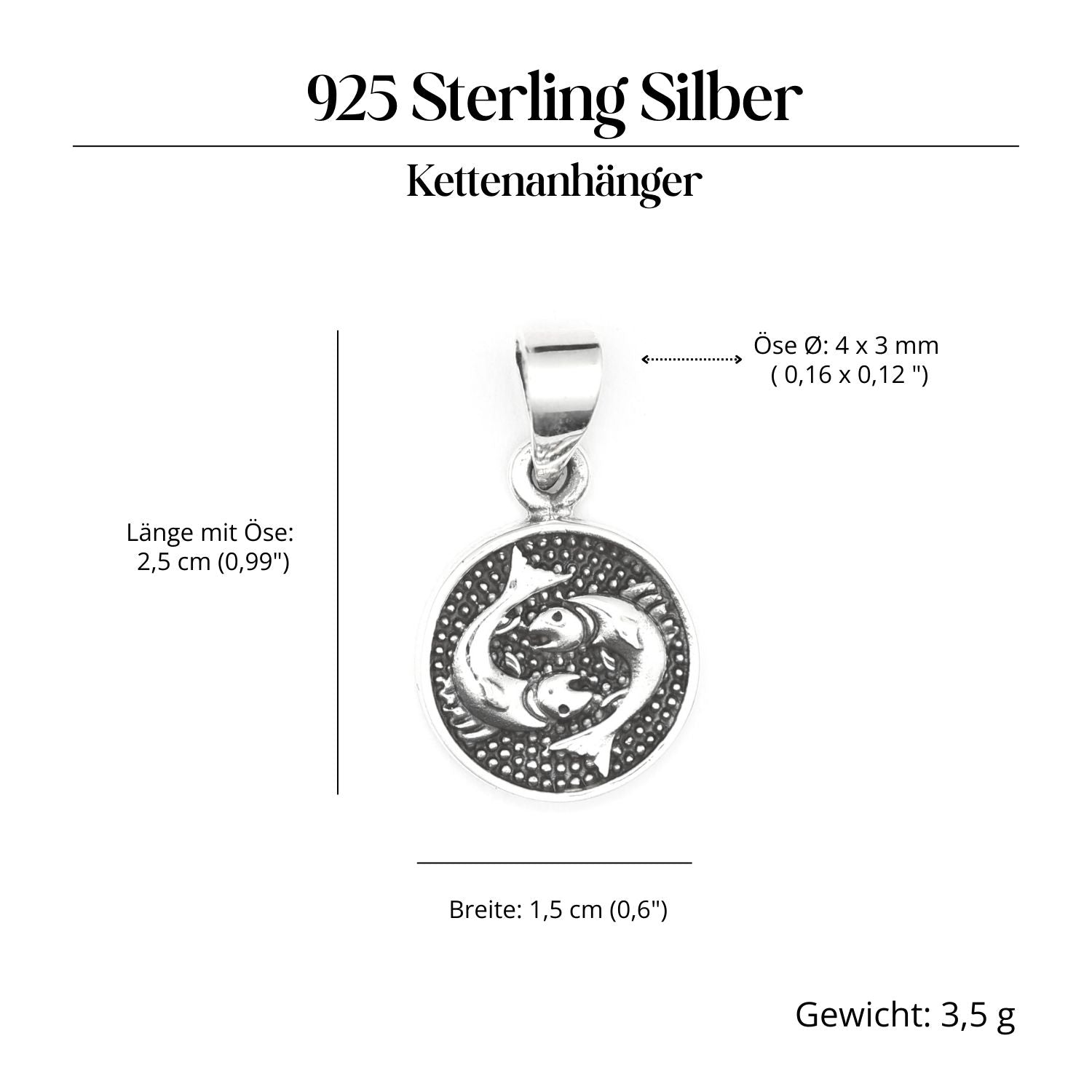 Sternzeichen Fische Silber 925 Anhänger edel eidseitig