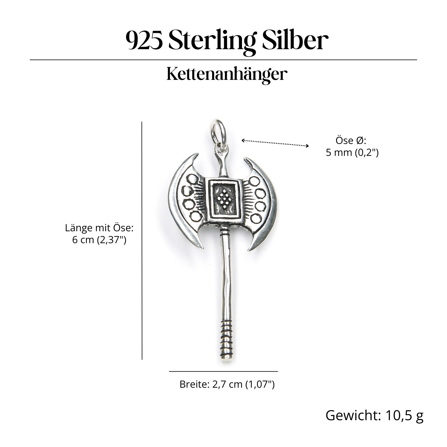Doppelaxt Amulett 925er Silber edler Anhänger Silberschmuck