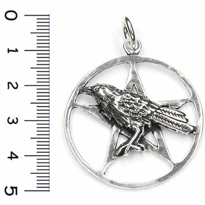 feiner pentagramm Hexenstern Schmuck Anhänger mit Rabe
