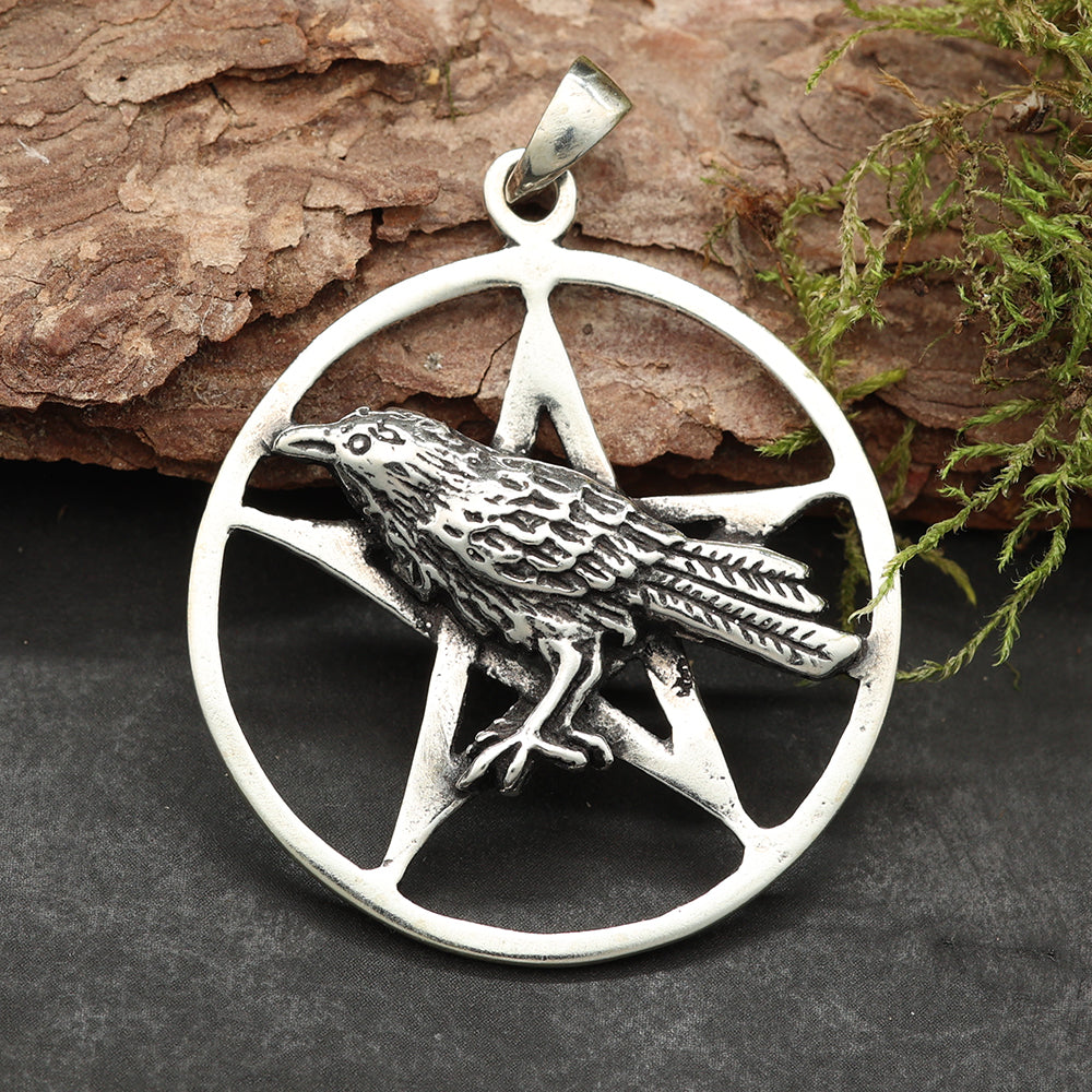 Hexenstern Rabe Silberschmuck Sterling 925 Kettenanhänger