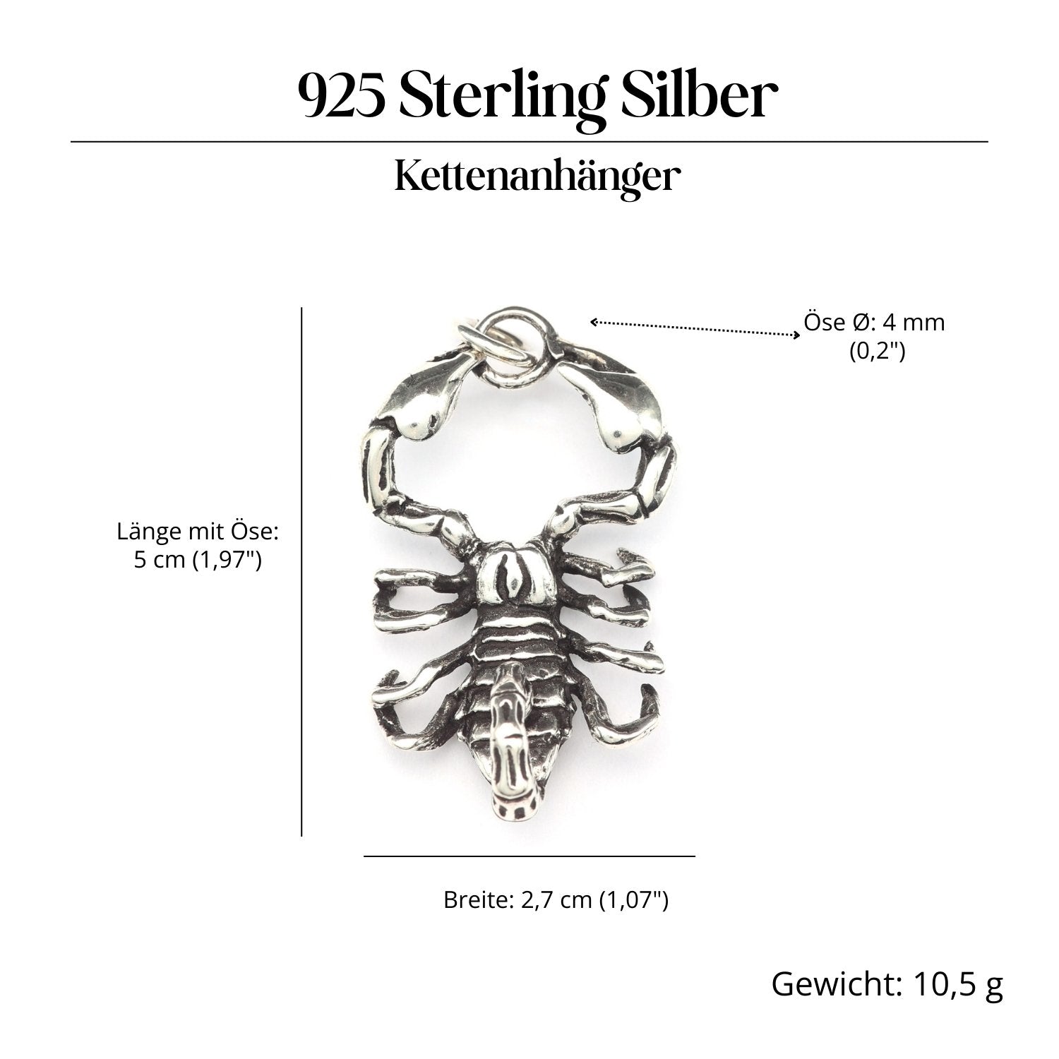 Skorpion Schmuckanhänger 925-er Silber Amulett