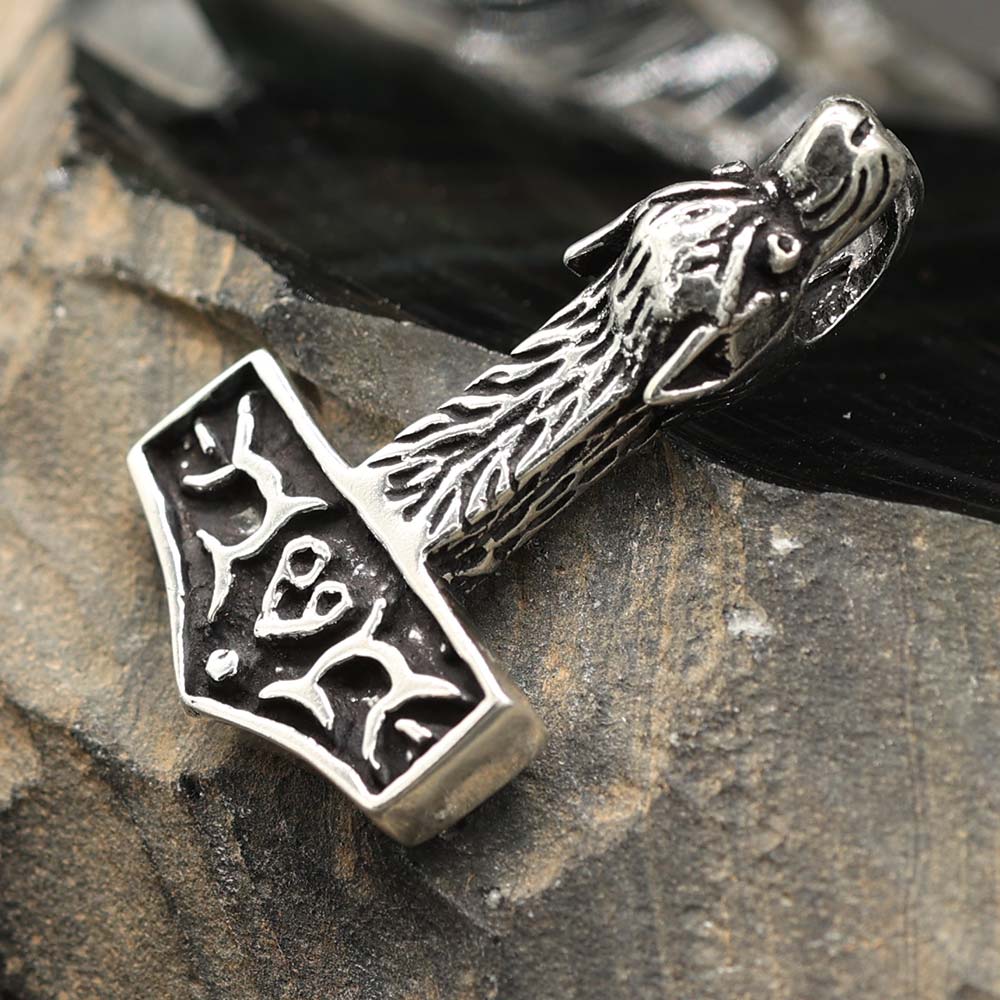 Wolfshammer Schmuck Kettenanhänger 925 Silber Wikinger Anhänger