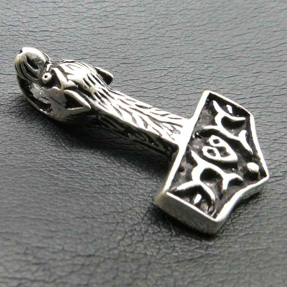 Wolfshammer Schmuck Kettenanhänger 925 Silber Wikinger Anhänger