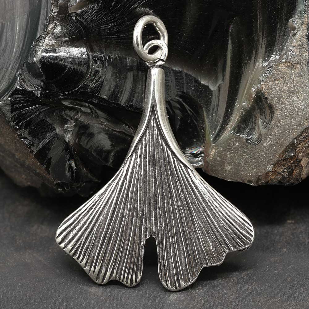 Gingko Blatt Schmuck Anhänger 925 Silber Glücksbringer