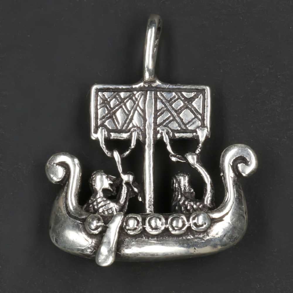 Wikingerboot 925 Silber Kettenanhänger ausgefallener Anhänger Drachenboot