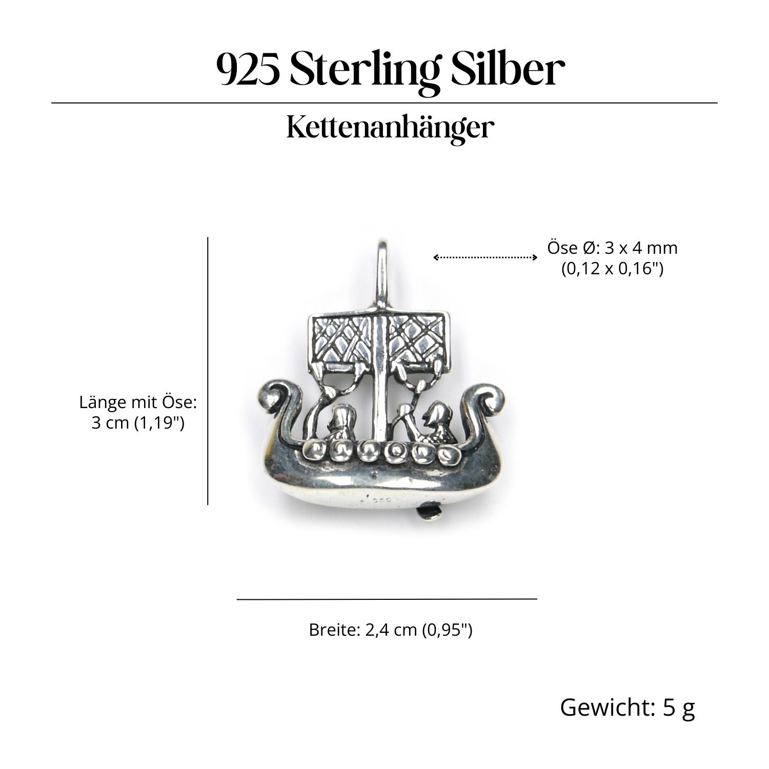 Wikinger Boot Silberanhänger ausgefallener Schmuck 925 Silber Kettenanhänger