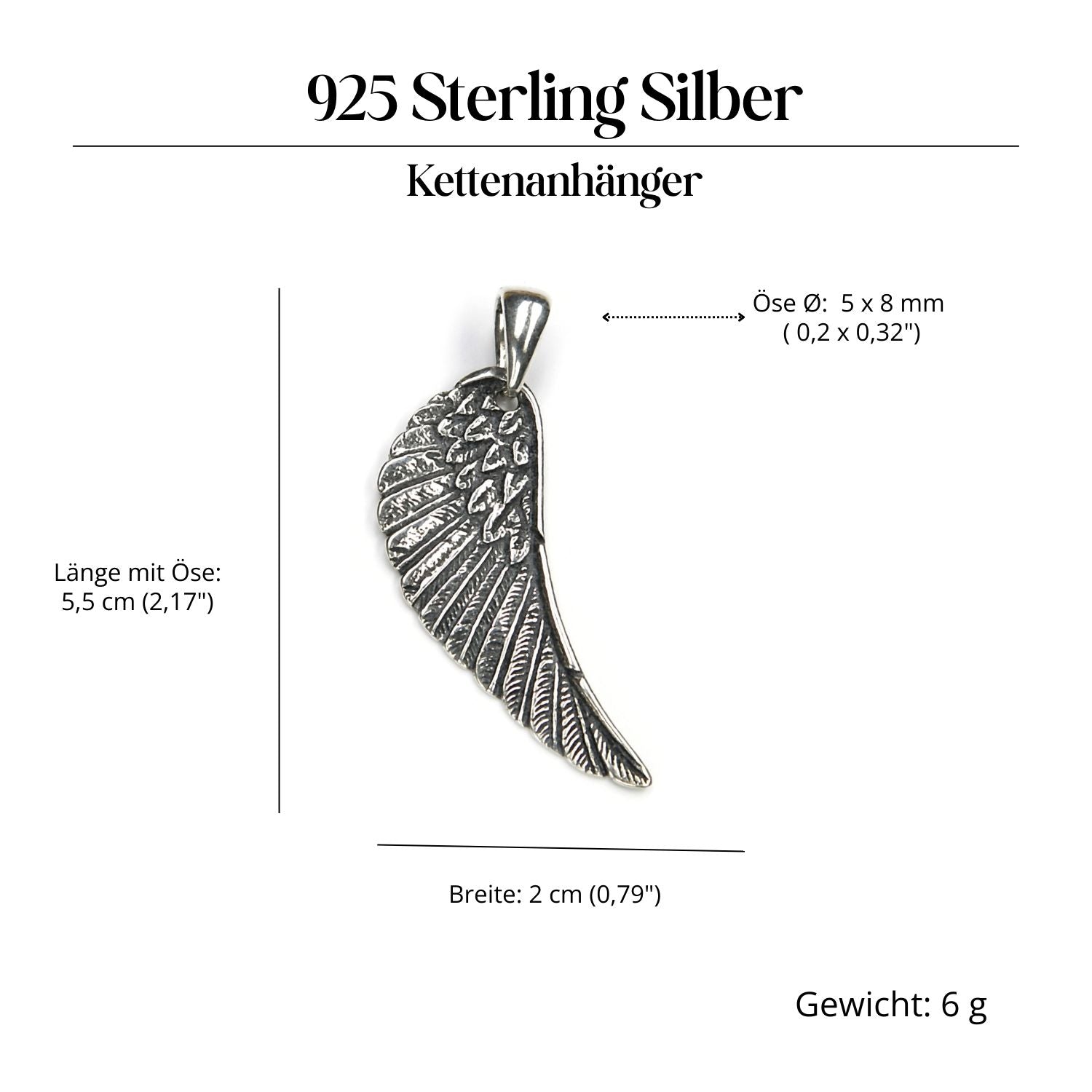 Engelsflügel Silberanhänger ausgefallener Schmuck 925 Silber Kettenanhänger