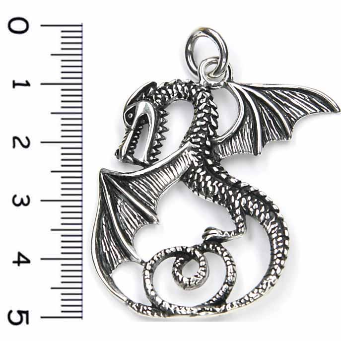 ausgefallener Drachen Kettenanhänger Silber
