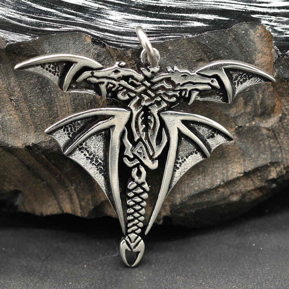 Drache keltische 925 Silber Kettenanhänger ausgefallener Anhänger zwei Drachen
