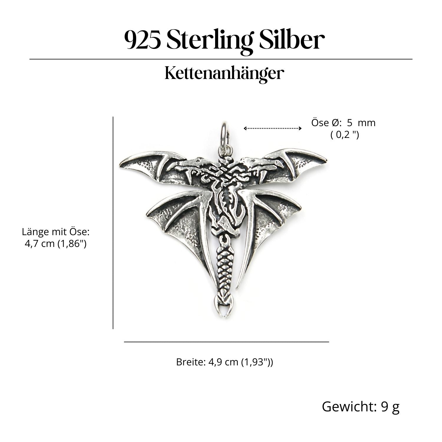 Kltischer Drache Silberanhänger ausgefallener Schmuck 925 Silber Kettenanhänger