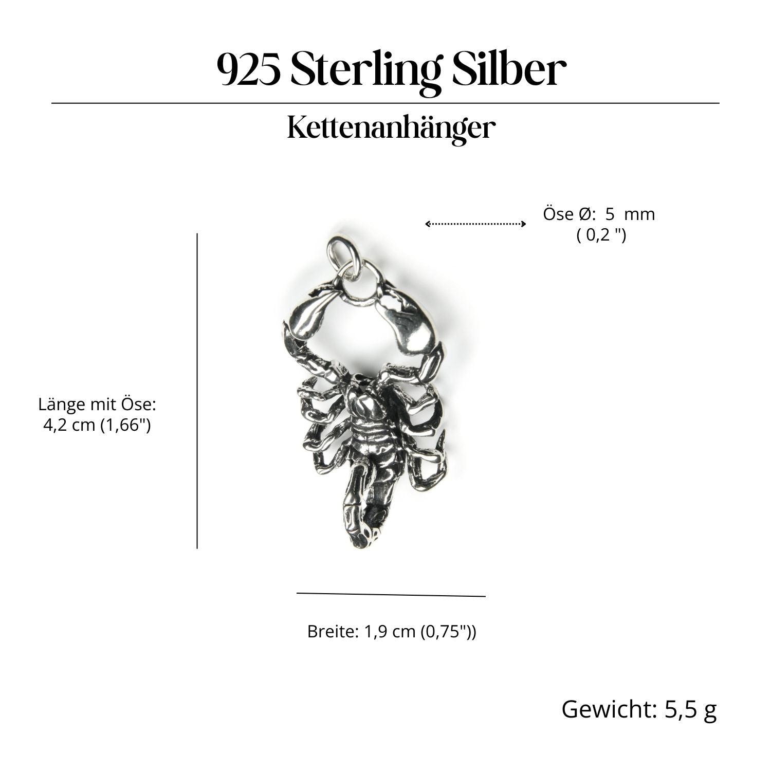 Skorpion Silberanhänger ausgefallener Schmuck 925 Silber Kettenanhänger