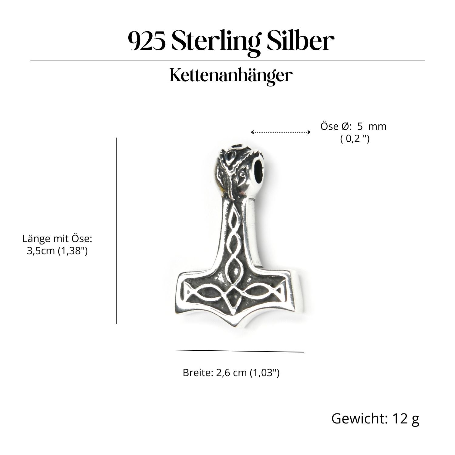 Thrshammer Silberanhänger ausgefallener Schmuck 925 Silber Kettenanhänger