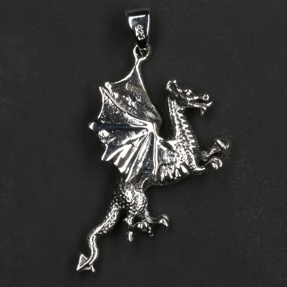 Wales Drache 925 Silber Kettenanhänger ausgefallener Anhänger