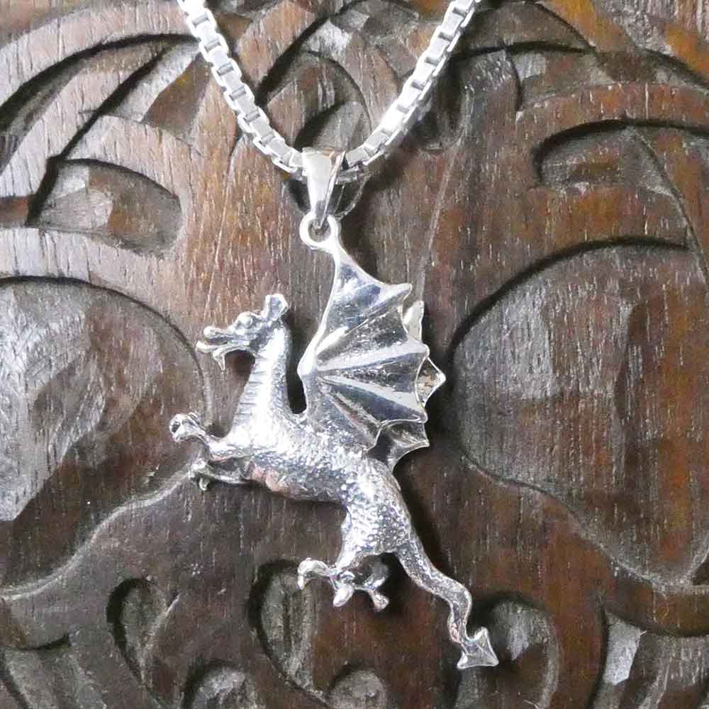 Walisischer Drache Silberkette Anhänger