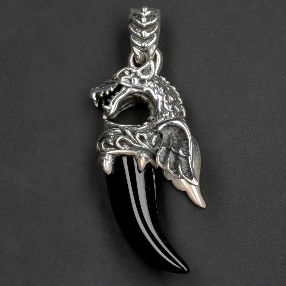 Drachenzahn 925 Silber Drache Kettenanhänger Sterling Silber 