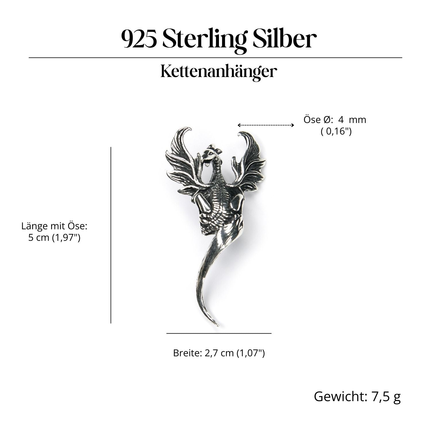 Phenix Silberanhänger ausgefallener Schmuck 925 Silber Kettenanhänger