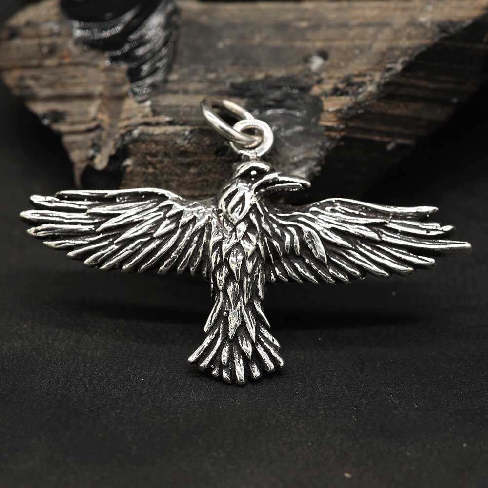 Raben Anhänger Silber Kettenanhänger Krafttier Schmuck