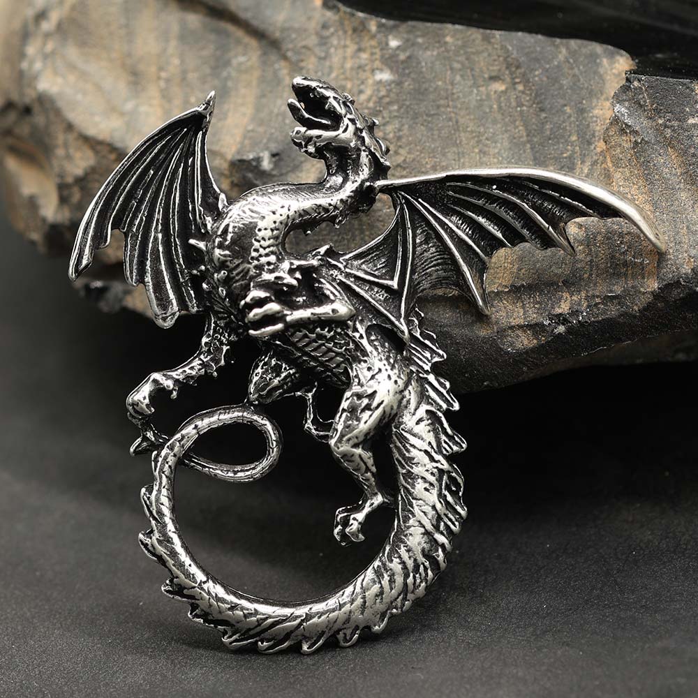 Drache Anhänger riesig 925 Silber Kettenanhänger ausgefallener Anhänger
