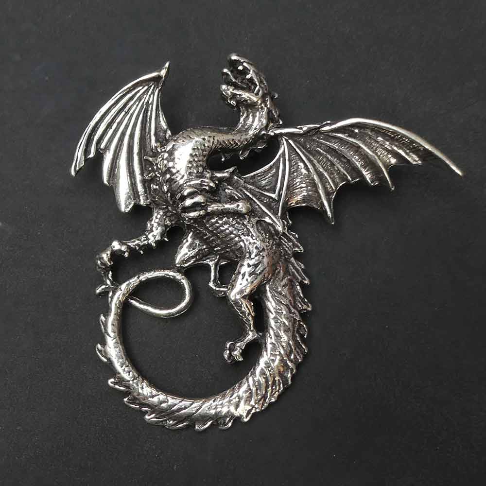 Drache riesig 925 Silber Kettenanhänger ausgefallener Anhänger