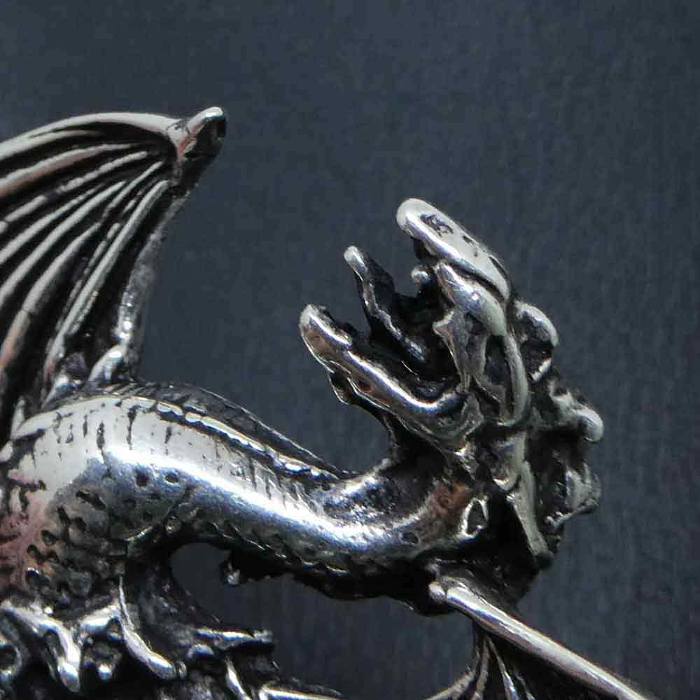 Drachenkopf Silber Anhänger massiv