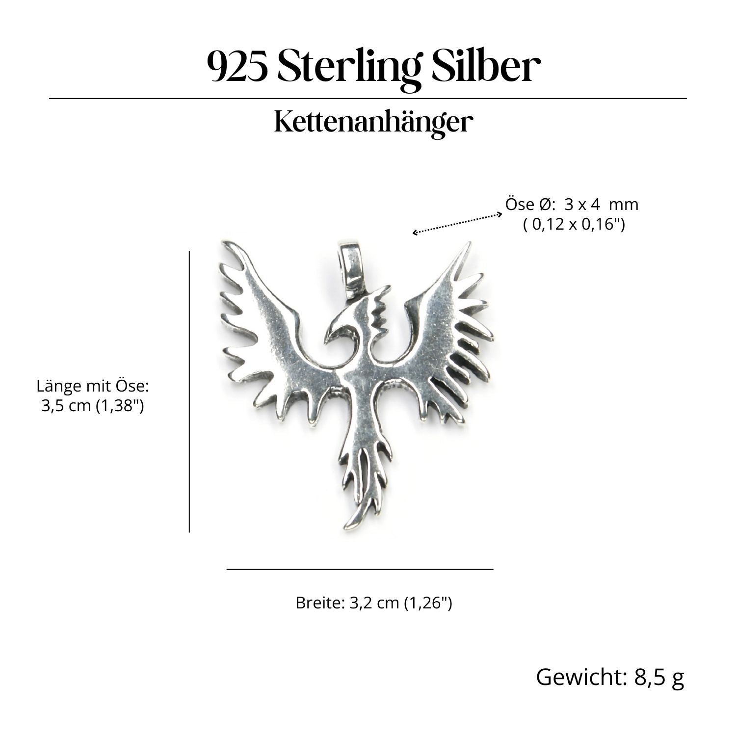 Phoenix Silberanhänger ausgefallener Schmuck 925 Silber Kettenanhänger