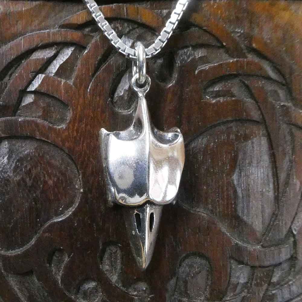 Rabe Skull Silberkette