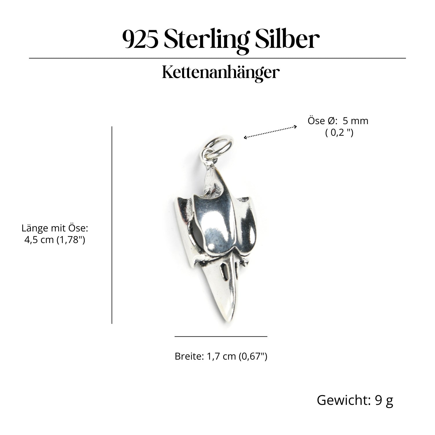 RabenSkull Silberschmuck Anhänger 925 Sterlingsilber massiv