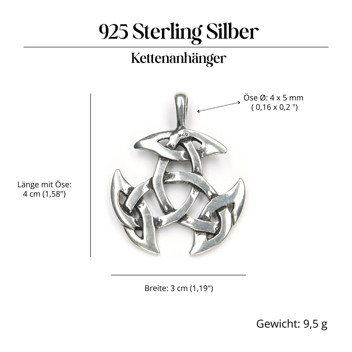 Offene Dreifalt Silberschmuck Anhänger 925 Sterlingsilber massiv