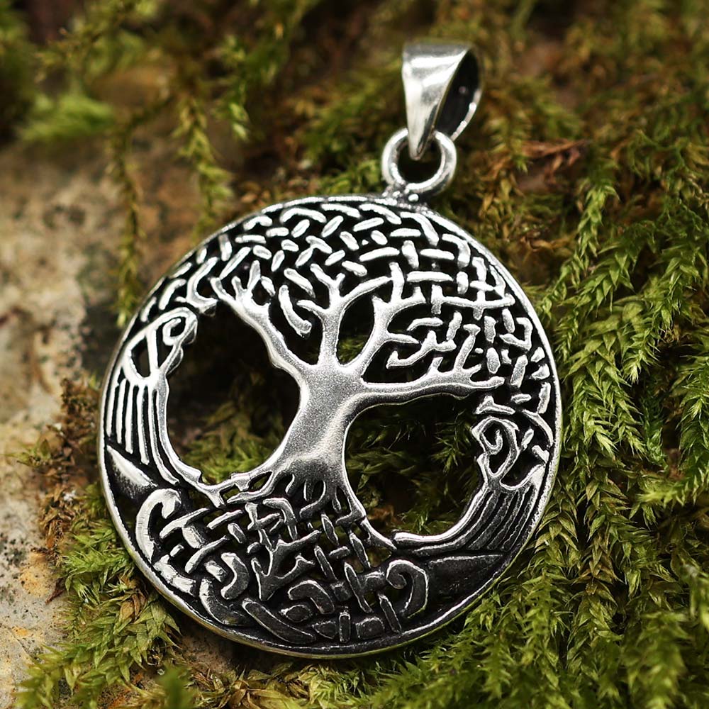 Lebensbaum Anhänger Silberschmuck Yggdrasil 925 Sterling Silber