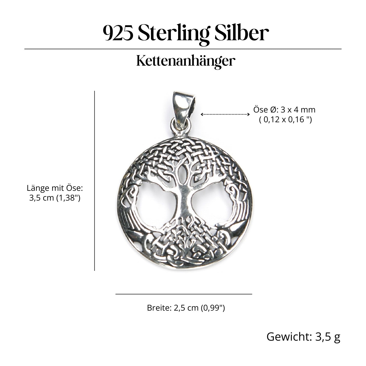 Lebensbaum Silberschmuck Anhänger 925 Sterlingsilber massiv