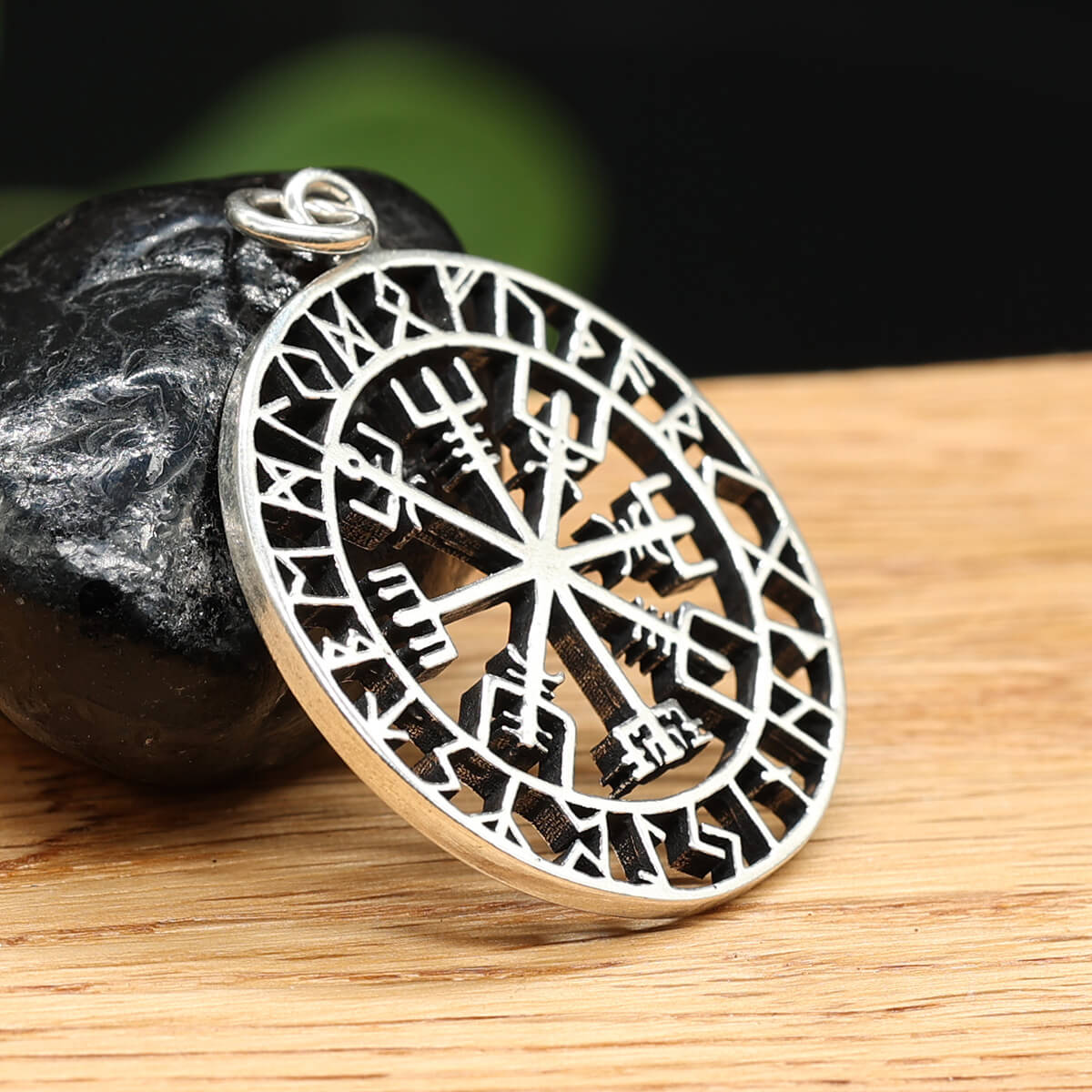 Runen Silber Anhänger Schmuck Halskette Wikinger Kompass