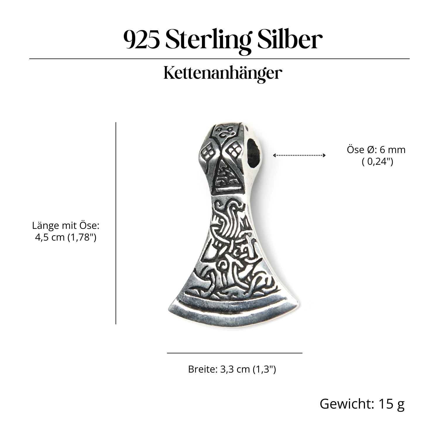 Mammenaxt Silberschmuck Anhänger 925 Sterlingsilber massiv