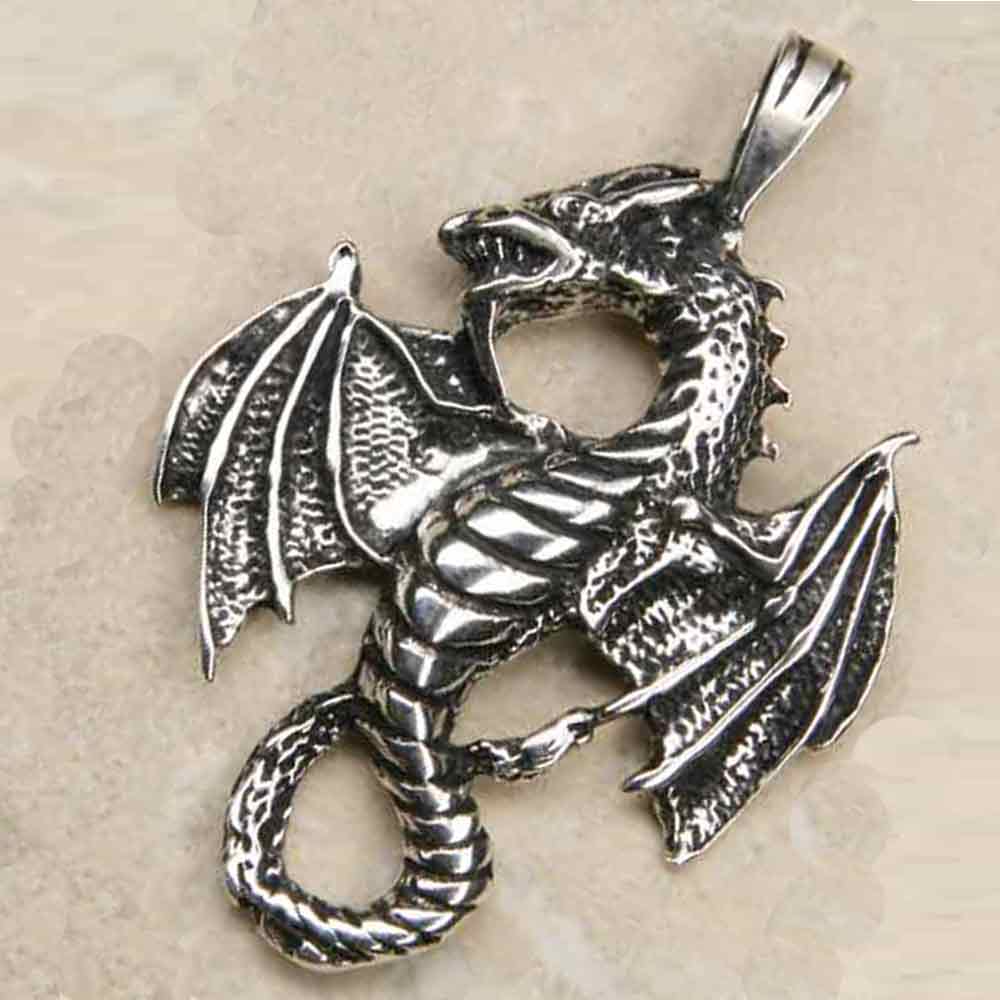 Drache Silber Anhänger Luftdrache Schmuck