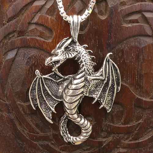 Drachenanhänger Silber Kette