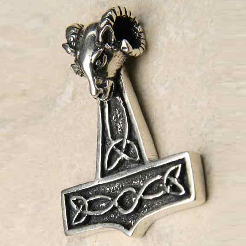 Thor Hammer mit Widderkopf Schmuck Kettenanhänger