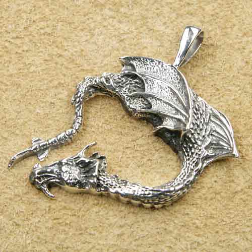Feuerdrache Kettenanhänger 925 Silber Schmuckanhänger 