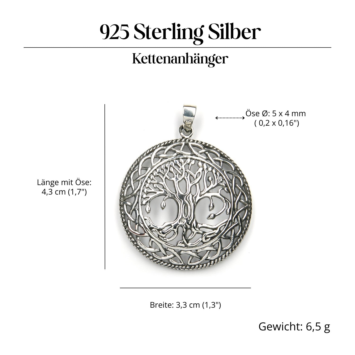 Keltischer Lebensbaum Silberschmuck Anhänger 925 Sterlingsilber massiv