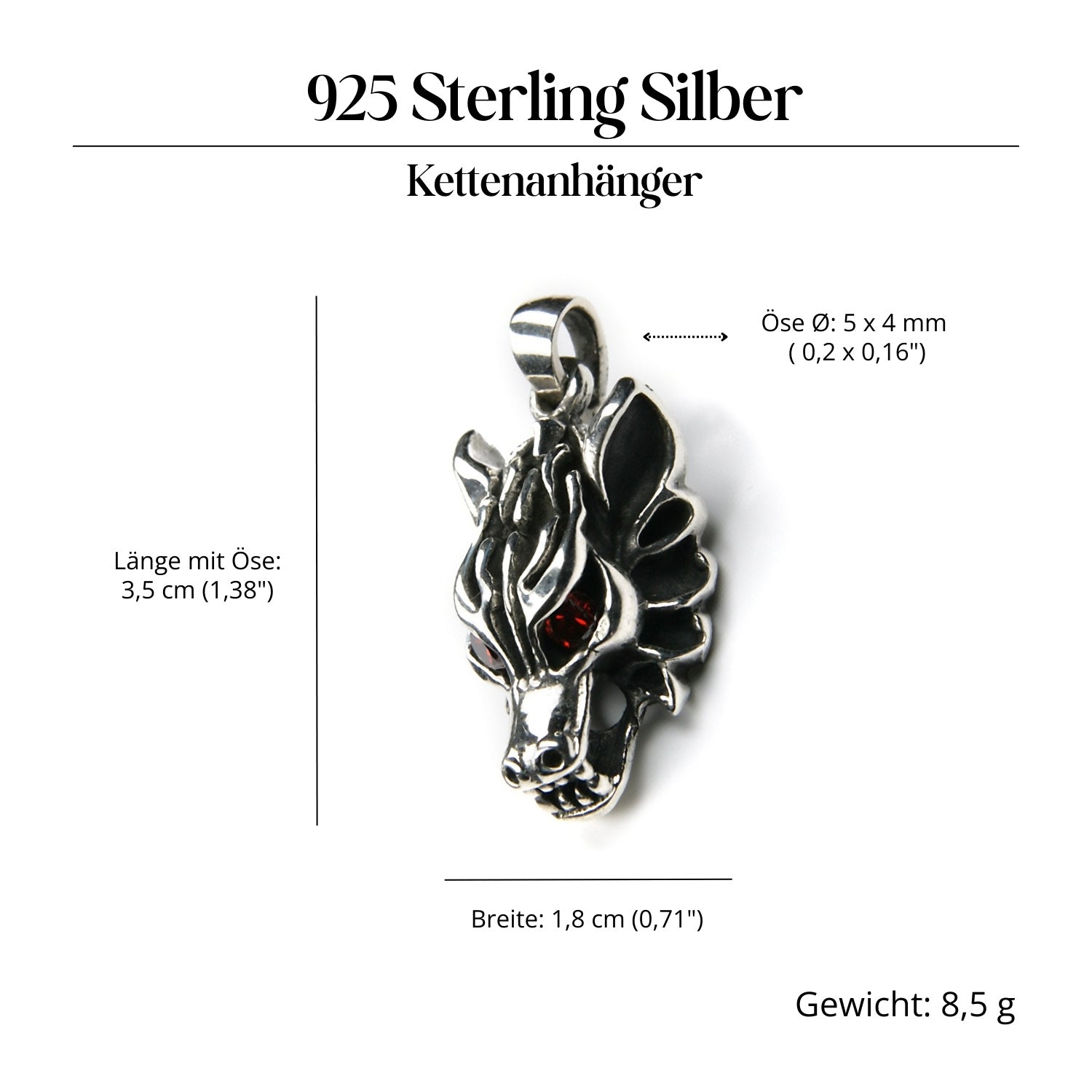 Wolf Bestie Silberschmuck Anhänger 925 Sterlingsilber massiv