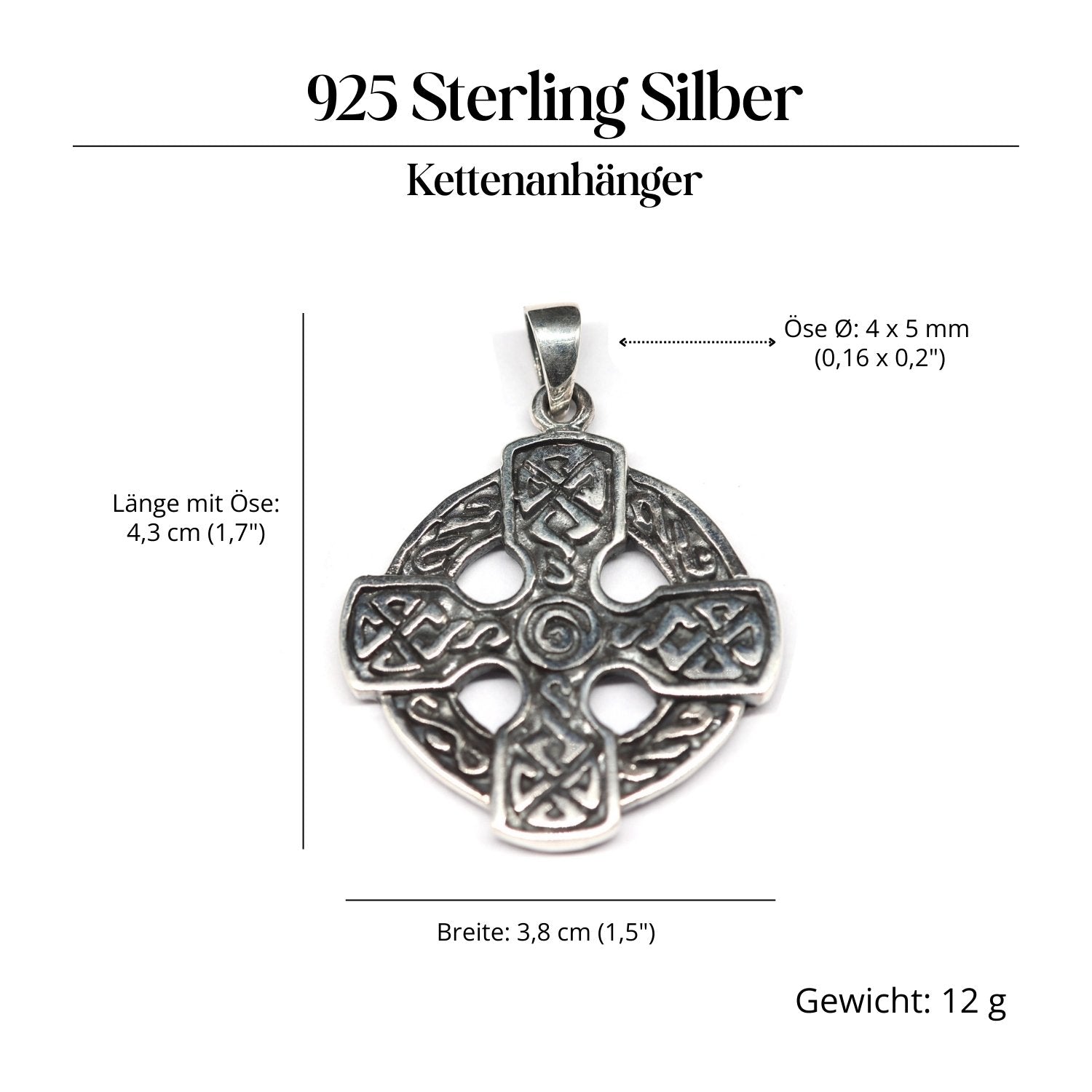 Keltisches Kreuz Schmuckanhänger 925-er Silber Amulett