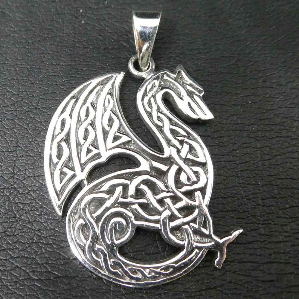 Feuerdrache Keltenknoten Silber Schmuck 925 Silber Anhänger 