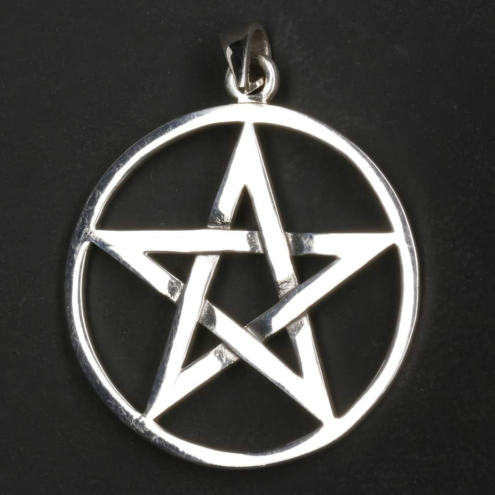 Großes Pentagramm massiver 925er Silber Anhänger Wicca Drudenfuß 