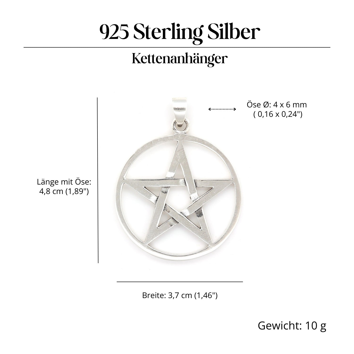 Pentagramm Silberschmuck Anhänger 925 Sterlingsilber massiv