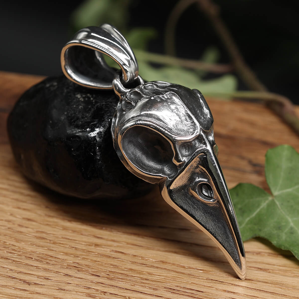 Raben Skull Anhänger Gothic Silber XXL