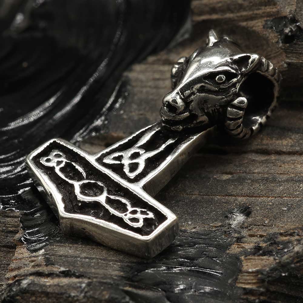 Wikinger Anhänger Silber Thorshammer Massiv 925er Silber Schmuck