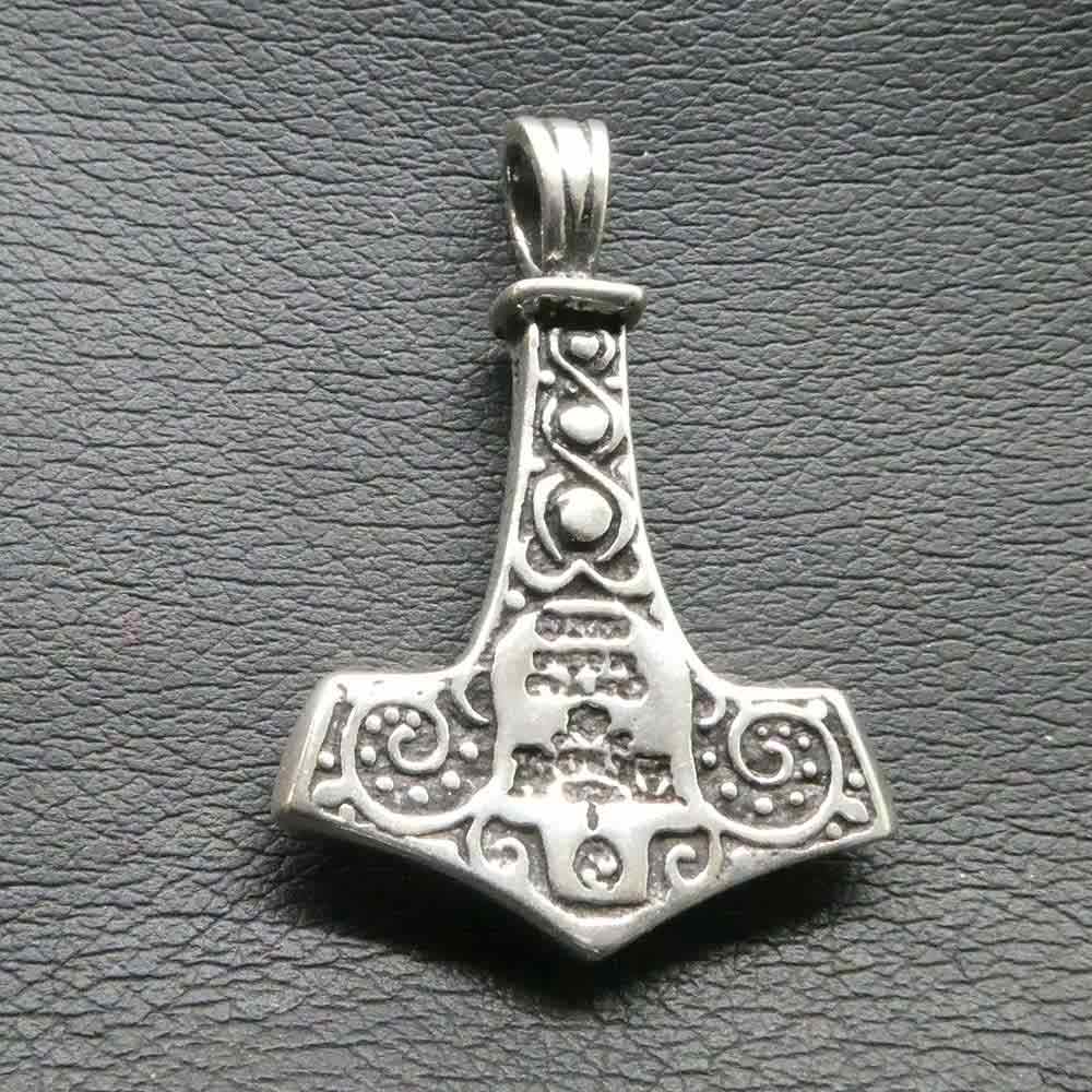 Thors Hammer Totenkopf Schmuck Anhänger aus Silber 925