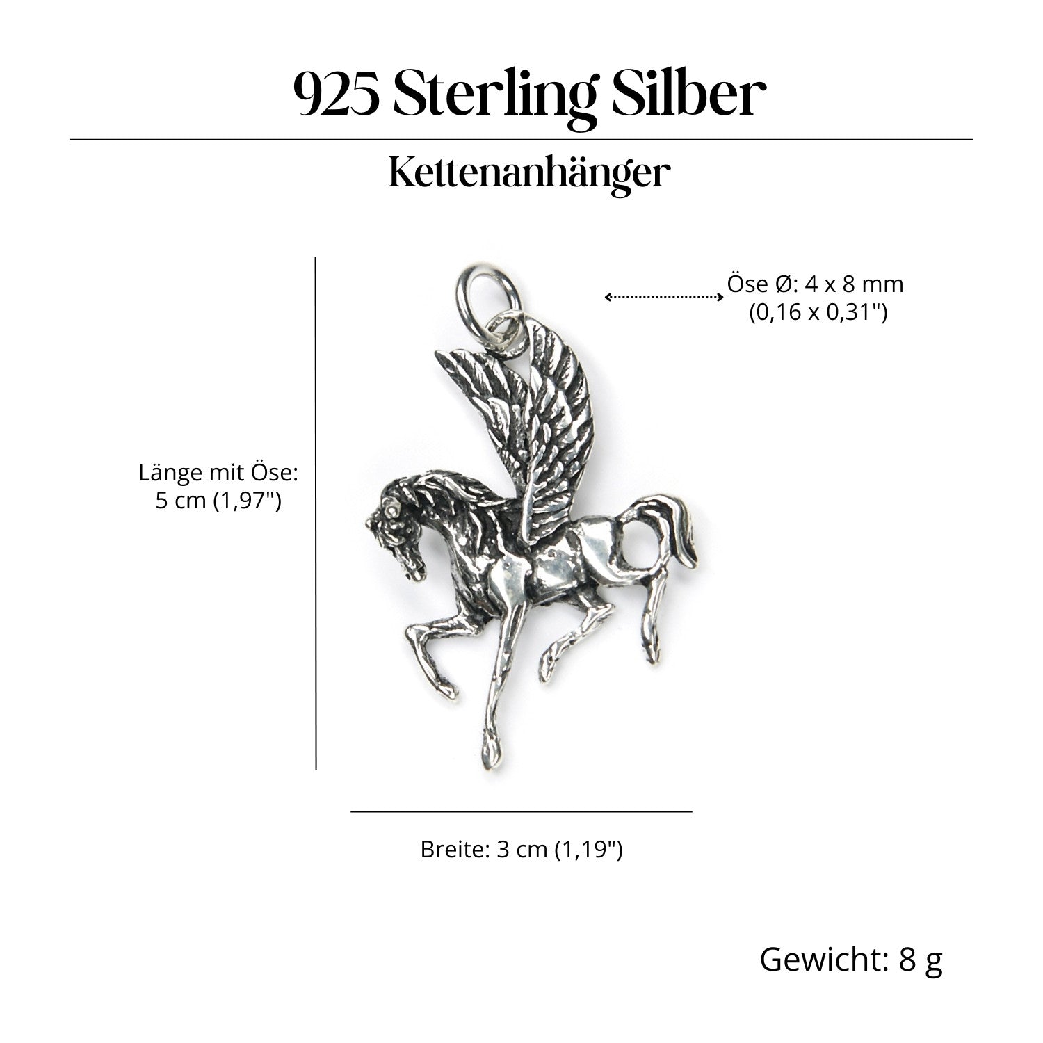 Pegasus Schmuck 925 Silber Kettenanhänger 925 Silber