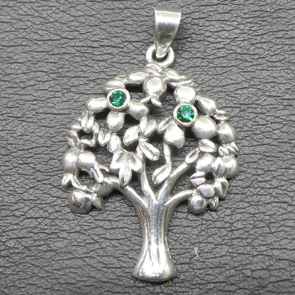 Lebensbaum Kette Schmuck  Zirkonia grün