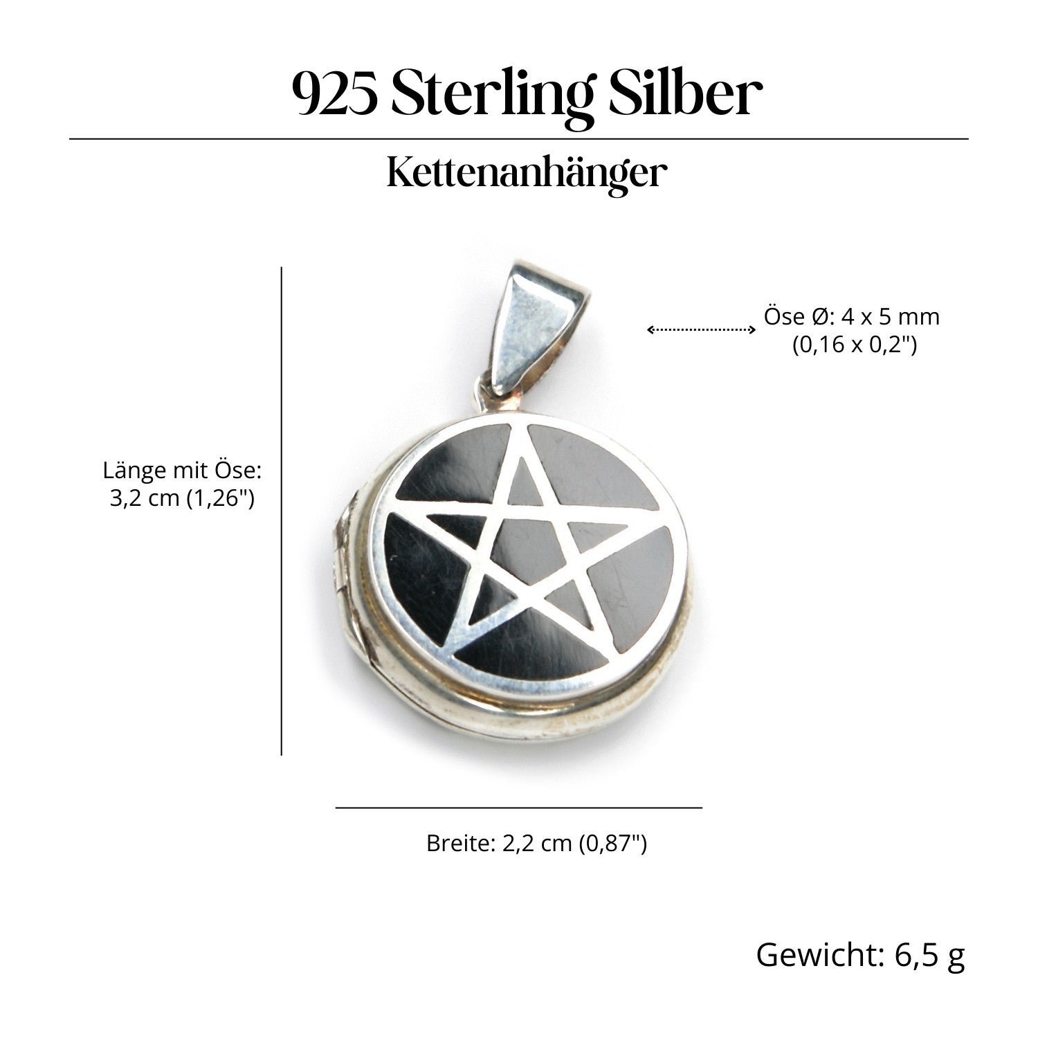 Pentagramm Anhänger Medaillon Schmuck Silber 925