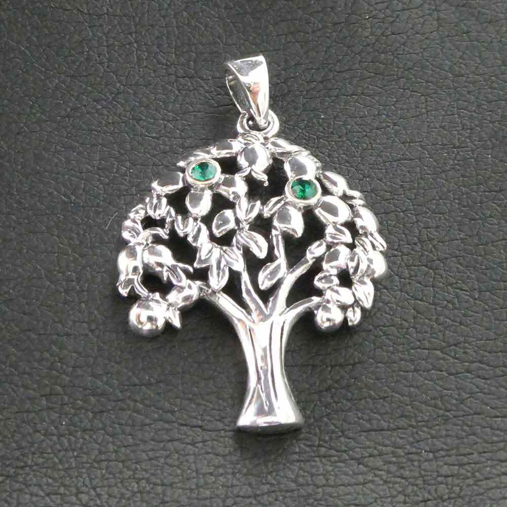 Lebensbaum Kette Schmuck  Zirkonia grün